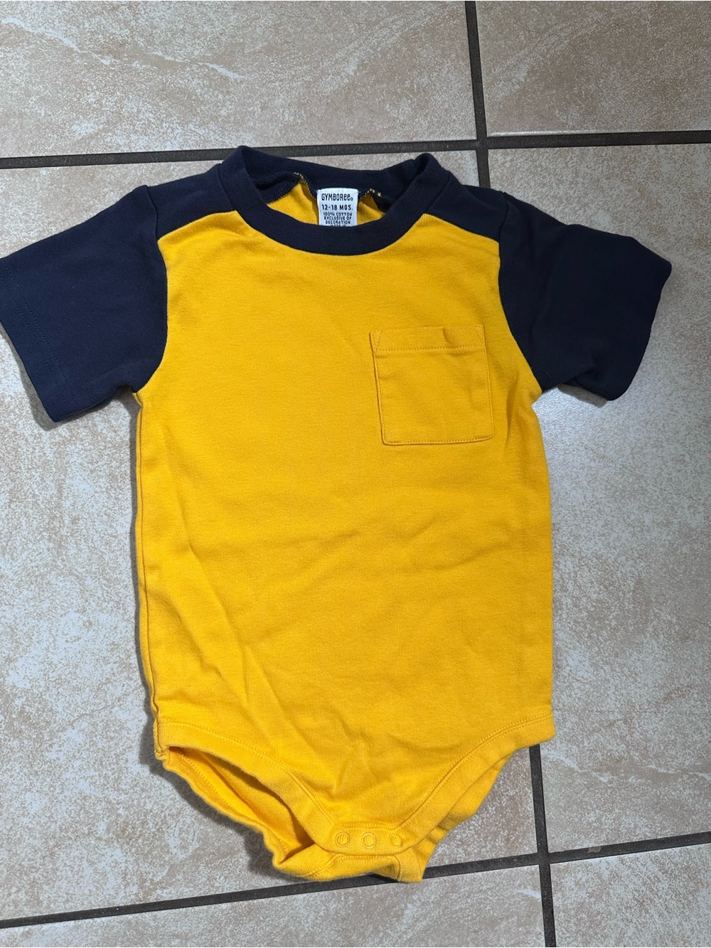 Y2K 2002 Gymboree Yellow Bodysuit with Navy Trim